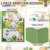 FIGEPO Baby Crib Bedding Set Safari Neutral Crib Nursery Comforter Bed Sets Decor with Fitted Crib Sheet, Comforter and Bed Skirt for Unisex Boys Girls (Safari) FIGEPO