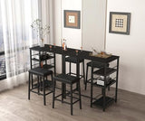 YHUBHSIS 3-Piece Dining Table and Chairs Set, 2-Person Kitchen Table and Chairs Set,with 3 Large Storage Shelves, for Kitchen Breakfast Table, Living Room, Bar, Small Space, Apartment (Black) YHUBHSIS