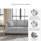 Signature Design by Ashley Adlai Casual 2-in-1 Queen Sofa Sleeper with Folding Memory Foam Mattress and 2 Toss Pillows, Light Gray Signature Design by Ashley