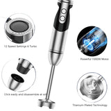 MegaWise Pro Titanium Reinforced 3-in-1 Immersion Hand Blender, Powerful Copper Motor with 80% Sharper Blades, 12-Speed Corded Blender, Including Dish Washer Safe Whisk and Milk Frother MEGAWISE