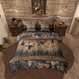 Erosebridal 7 Piece Camo Mallard Duck Comforter Set with Sheets for Kids Boys Men Rustic Farmhouse Cabin Bed in A Bag Queen,Hunting Woodland Duck Bedding Set Country Wood Board Animal Bed Set Erosebridal