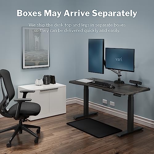 Vari Ergo 54x26 Electric Standing Desk – Height Adjustable Sit Stand VariDesk + Curved Waterfall Edge, 4 Memory Settings, Quick Assembly, Cable Management, 200 lb Capacity – Espresso (2 Boxes) Vari
