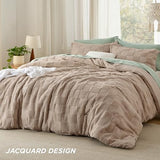 Bedsure Twin/Twin XL Size Comforter Set Khaki, Boho Tufted Bed Set, Checkered Farmhouse Shabby Chic Bedding, 2 Pieces, 1 Plaid Geometric Comforter and 1 Pillow Sham Bedsure