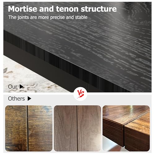 dainslef 79 Inch Industrial Dining Table, Large Rectangle Kitchen Table with Metal Legs, Round Corners, Wooden Conference Tables Writing Desk for Dining Room, Living Room, Classic Black dainslef