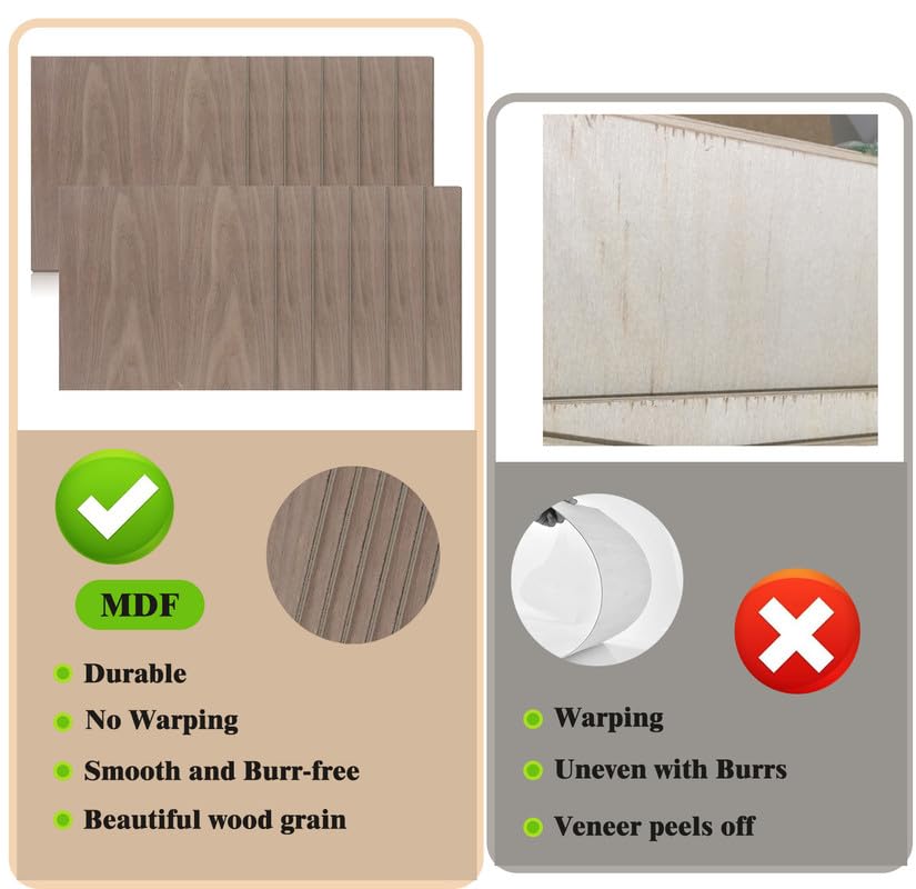 12 Pcs Walnut Wood Veneer MDF Board, 12 x 12 x 1/8 Inch - 3mm Thick Walnut Unfinished Wood Sheet for Laser Cutting & Engraving, School DIY Projects, Painting, Fretwork, CNC Cutting, and Wood Burning Cethytirko