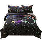 JQinHome Twin Gamer Comforter Sets for Boys&Girls ,6 Piece Bed in A Bag 3D Video Game Bedding -All Season Microfiber Gamer Bedding Sets for Kids, with Pillowcase, Flat & Fitted Sheet,Cushion Cover JQinHome