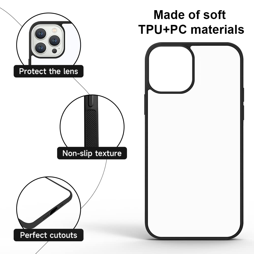 FOQENCCI 5 Piece Sublimation Case Compatible for iPhone 14 Pro Max,Blanks Printable DIY Phone Cases Soft Rubber + Hard PC Anti-Slip Shockproof Protective Phone Cover Compatible for iPhone 14 Pro Max FOQENCCI