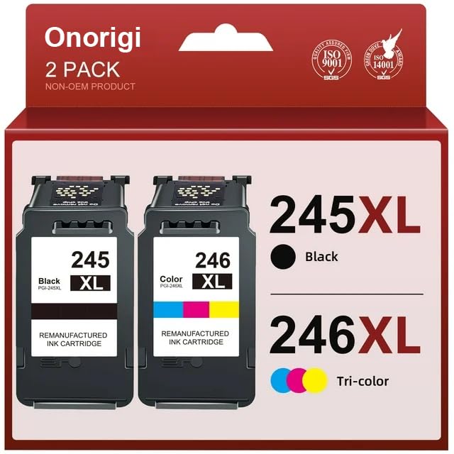 245XL 246XL Ink Cartridges for Canon Ink 245 and 246 PG245 CL246 XL Black Color Combo 243 244 for PIXMA MX490 TR4520 TS3322 TR4522 TR4500 TS3122 TS3300 MX492 MG2522 TS3100 TS3320 Printer (2 Pack) Onorigi