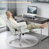 Dowinx Big and Tall Office Chair with Pocket Spring Cushion,High Back Computer Gaming Chairs with Adjustable Armrests and Lumbar Support,Executive Desk Chairs with Footrest(PU Leather,White) Dowinx