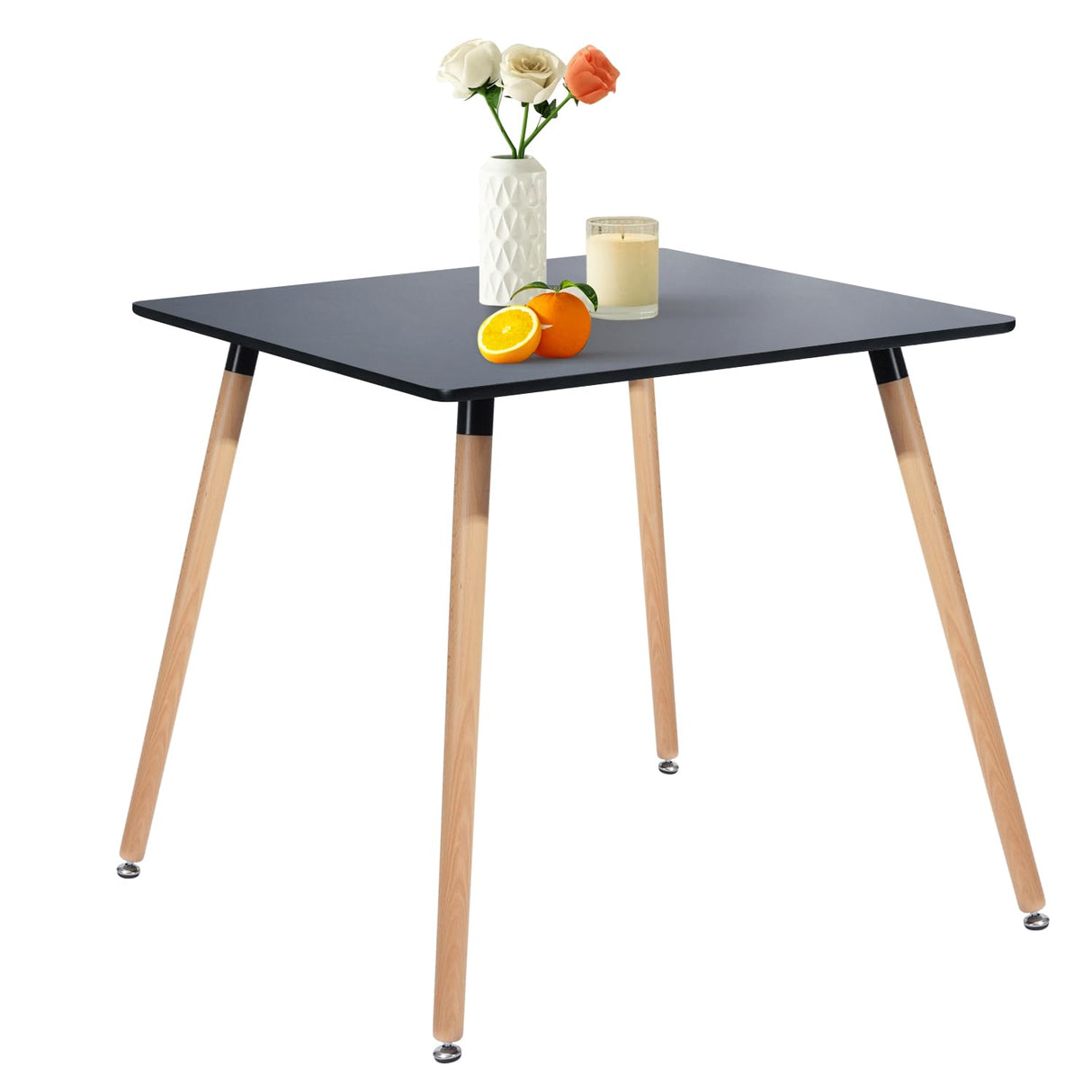 31.5 Inch Square Dining Table for 2-4 People, Modern Functional Table with Wooden Legs for Home Office Kitchen Dining Room Patio Small Spaces, Black FurnitureR