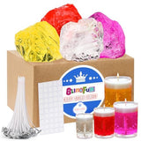Blingfun Gel Wax for Candle Making with 4 pcs Jelly Wax,50pcs Candle Wicks & 50pcs Stickers Candle Wax for Candle Making,Handcraft Scented Candles Supplies Blingfun