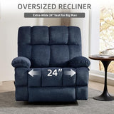 ParlorDream Oversized Rocker Recliner Chair, Overstuffed Extra Wide Manual Rocking Recliner, Adults Chair for Big Man, Nursery Reclining Sofa Chairs for Living Room, Blue