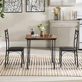 VECELO 3 Piece Dining Table Set for 2, Kitchen Table Set with 2 Chairs for Small Space, Space-Saving and Modern Design, Apartment, Easy to Assemble,Classic Brown VECELO