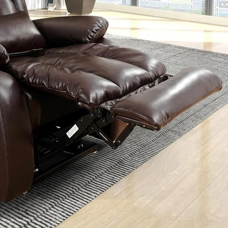 EDILLY XL Large Genuine Leather Lift Chair Recliner for Elderly, Dual Motor with Massage and Heating,with Double Lumbar Cushion and Extended Footrest,USB Port and Remote,Seat Width 26"(Brown) EDILLY