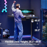 SEDETA Corner Standing Desk, 32'' Small Height Adjustable Electric Computer Desk with Drawer for Gaming, Small Space, Stand up Home Office Writing Desk, Small Gaming Table, Black SEDETA