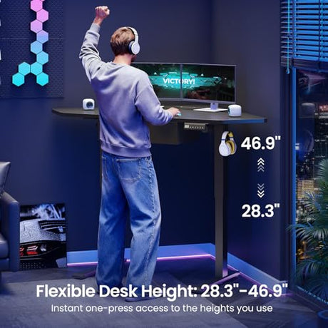 SEDETA Corner Standing Desk, 32'' Small Height Adjustable Electric Computer Desk with Drawer for Gaming, Small Space, Stand up Home Office Writing Desk, Small Gaming Table, Black SEDETA