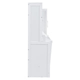 Linique Full Size Murphy Cabinet Storage Wall Bed with Closet and Drawers and Built-in Top Shelf,Hide a Bed on a Wardrobe Space Saving Design,White Linique