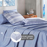 Codi Queen Size Comforter Sets with Sheets, Modern Blue and White Striped Bed in a Bag, 7-Piece Complete Bedding Set Including Reversible Comforter, 2 Sheets, Pillowcases & Shams Codi