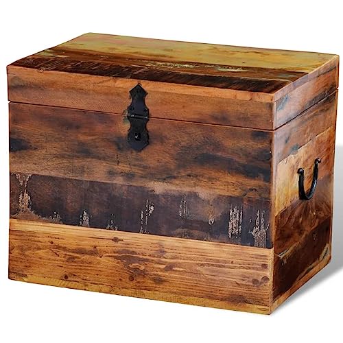 vidaXL Handmade Solid Wood Storage Box - Antique Style - Multicolored - Reclaimed from Teakwood, Acacia, Mango Wood - Perfect Home Accessory for Organizing - Durable - Sustainable - Unique Design ...