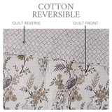 Levtex Home Pisa Reversible Full/Queen Quilt Set (88x92in) with 2 Pillow Shams (26x20in) - Floral Peacock - Grey, Taupe - 100% Cotton Full/Queen Size Quilt Bedding Set - Lightweight, Soft, Pre-Washed Levtex Home