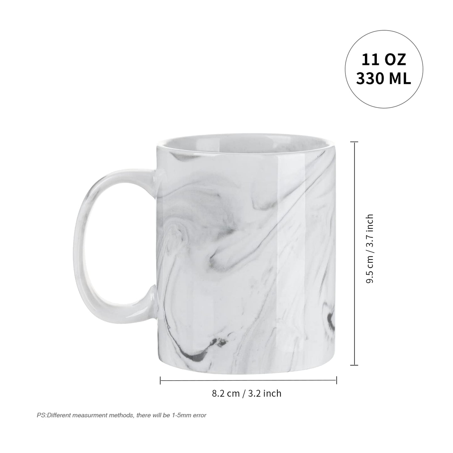 PYD Life 8 Pack Sublimation Mugs Blanks 11 OZ Gray Marble Texture Coffee Mugs Ceramic Photo Cups Bulk for Cricut Mug Press Print