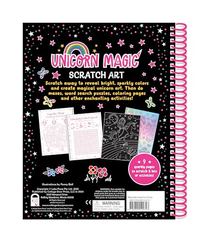 Unicorn Magic Scratch Art Includes Scratch Art Designs, Fun Activities, and 25+ Sparkly Holographic Stickers for Kids Ages 3 and Up Lodi Publishing