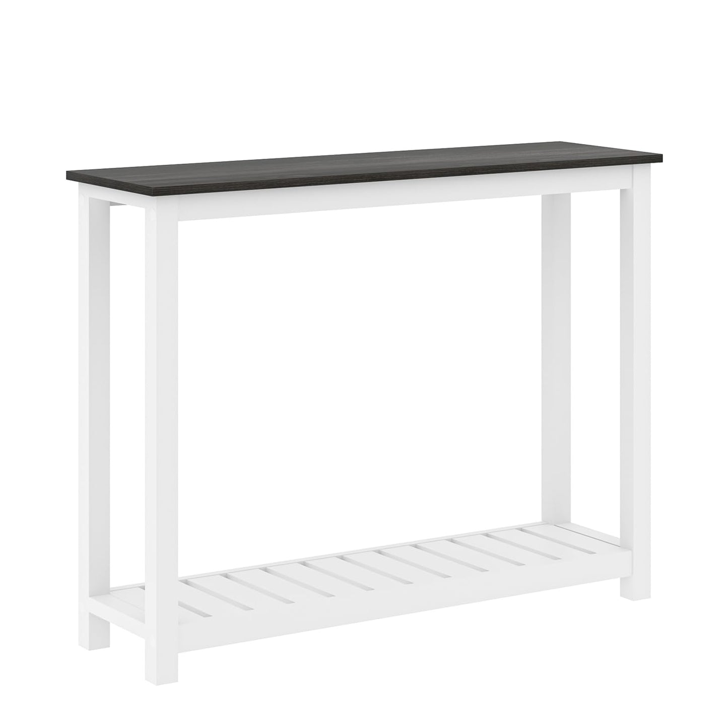 FOLUBAN Entryway Table, Farmhouse Narrow Console Table, Modern Wood Sofa Table for Living Room, Hallway, Behind Couch, Rustic White & Dark Gray - WoodArtSupply