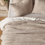 EVERGRACE Velvet Quilt Set King Size, Luxurious Soft Quilted Bedding Sets, Lightweight Velvet Comforter for All Season, Striped Channel Bedspread Coverlet with 2 Shams, Urban Taupe EVERGRACE