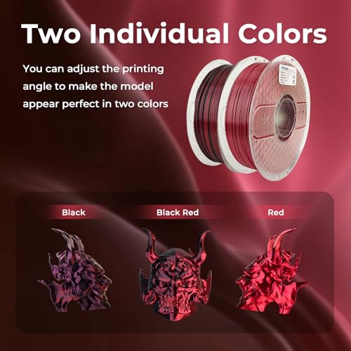 AMOLEN Silk PLA 3D Printer Filament, Silk Dual Color Red Black PLA Filament 1.75mm, Shiny Coextrusion PLA Filament, Color Change 3D Printing Filament 1KG/2.2lb AMOLEN