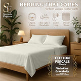 Light Ivory Organic 100% Cotton Full Bed Sheets – Ultra Light, Breathable, Cool & Crisp – Wicks Away Moisture, Deep Pocket, Fully Elasticized – 4 Piece Sheet Set, Fits up to 18” Mattress SUPREME ELEGANCE