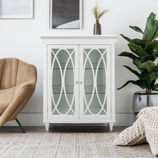 Teamson Home Florence 26 in. x 32 in. 2-Door Freestanding Wooden Floor Cabinet with Adjustable Shelves for Storage Solutions in Bathrooms, Kitchens, Laundry Rooms, Home Offices, White Teamson Home