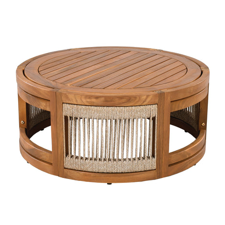 27.95" Acacia Wood Outdoor Coffee Table with Handwoven Rope Accent HouseOfZazla