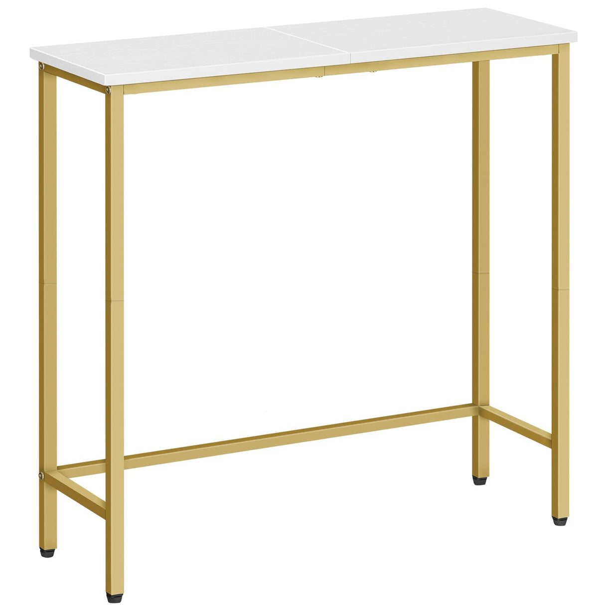 HOOBRO Narrow Console Table, 29.5" Small Entryway Table, Thin Sofa Table, Side Table, Display Table, for Hallway, Bedroom, Living Room, Foyer, White and Gold DW75XG01 HOOBRO