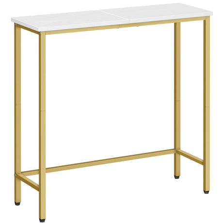 HOOBRO Narrow Console Table, 29.5" Small Entryway Table, Thin Sofa Table, Side Table, Display Table, for Hallway, Bedroom, Living Room, Foyer, White and Gold DW75XG01 HOOBRO