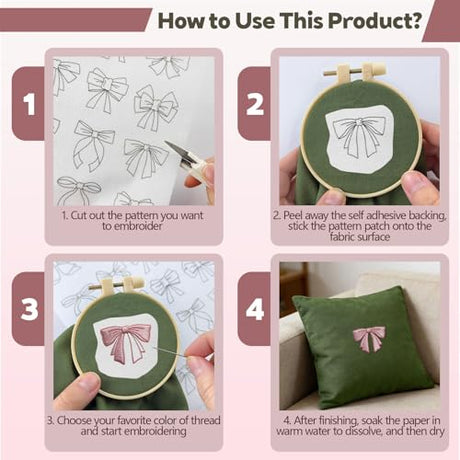 CLRDIVA Hand Embroidery Kit for Clothes: 120 Trendy Designs Flower Embroidery Patterns Stick and Stitch Transfers - Stamped Water Soluble Stabilizers for Adult Experienced Crafters DIY T-Shirts Jeans CLRDIVA