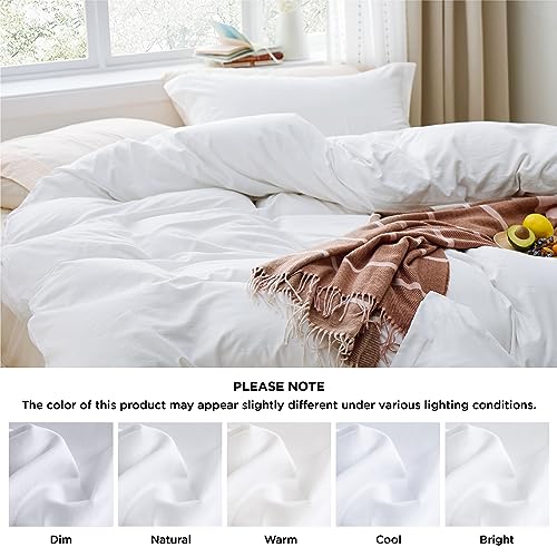 Bedsure Duvet Cover Twin/Twin XL Size - 2 Pieces Prewashed Cotton-Like Polyester Extra Soft Bedding Set, Includes 1 Twin Duvet Cover 68''x90'' with Zipper Closure & 1 Pillow Sham, White, No Comforter Bedsure