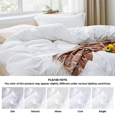 Bedsure Duvet Cover Twin/Twin XL Size - 2 Pieces Prewashed Cotton-Like Polyester Extra Soft Bedding Set, Includes 1 Twin Duvet Cover 68''x90'' with Zipper Closure & 1 Pillow Sham, White, No Comforter Bedsure