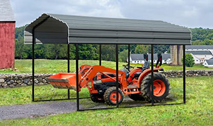 Arrow Carports Galvanized Steel Carport, Compact Car Metal Carport Kit, 10' x 15' x 9', Charcoal