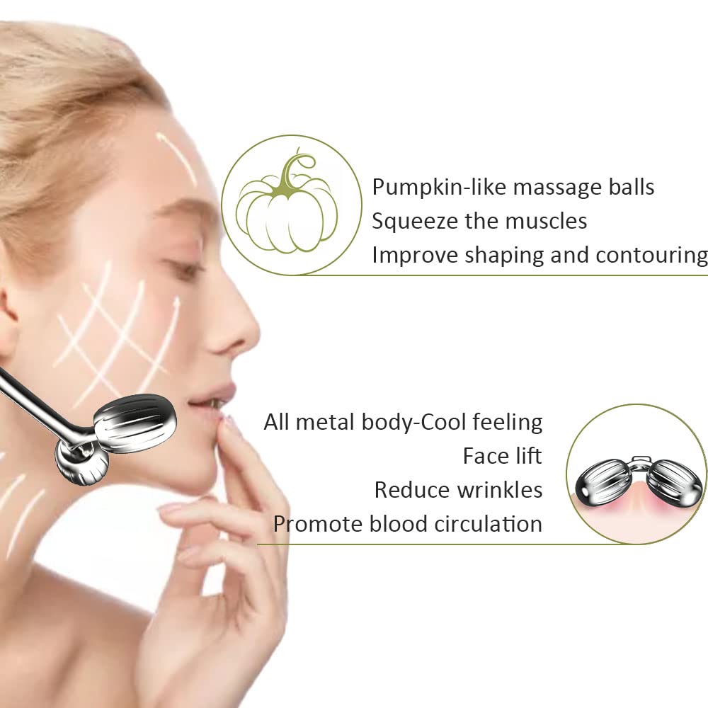 Yeamon Face Massager, Metal Face Roller Gua Sha Massage Tool for Face Neck Eye Body Skin Care, Facial Roller Gifts for Her, Women and Girl Yeamon