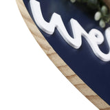 Sattiyrch Welcome Sign for Front Door Round Wood Sign Hanging for Farmhouse porch Door Decoration (Blue) Sattiyrch