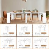 Extendable Console Table, Mid Century Modern Expandable Dining Table with Extension Leaves Holder, 20" to 118" Rectangular Dinner Table for Kitchen, Living Room (White) CWKISS