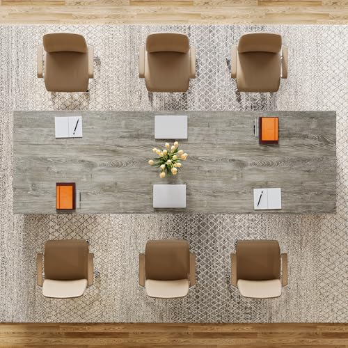Tribesigns 7 ft Extra Long Conference Table, 86-Inch Office Meeting Room Table, Modern Industrial Rectangle Gray Seminar Desk for 8 (1) Tribesigns
