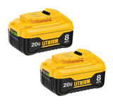 Mtatapia 2-Pack Replace for DEWALT 20V MAX* XR Battery 8.0-Ah, Replace for dewalt 20v Batteries DCB205-2 DCB206 DCB204 DCB203 DCB208, Compatible with DeWalt 20V Cordless Power Tools (2-Pack) Mtatapia