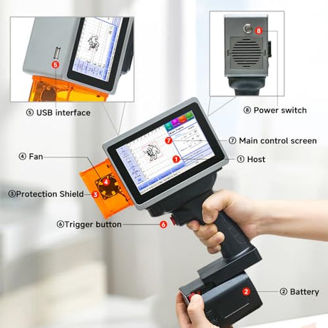 PEKOKO Handheld Portable Laser Marking Machine L4Pro Engraving System for DIY Craft,Batch Date/Number Code,QRcode,Barcode,Logo/Image Printer PEKOKO
