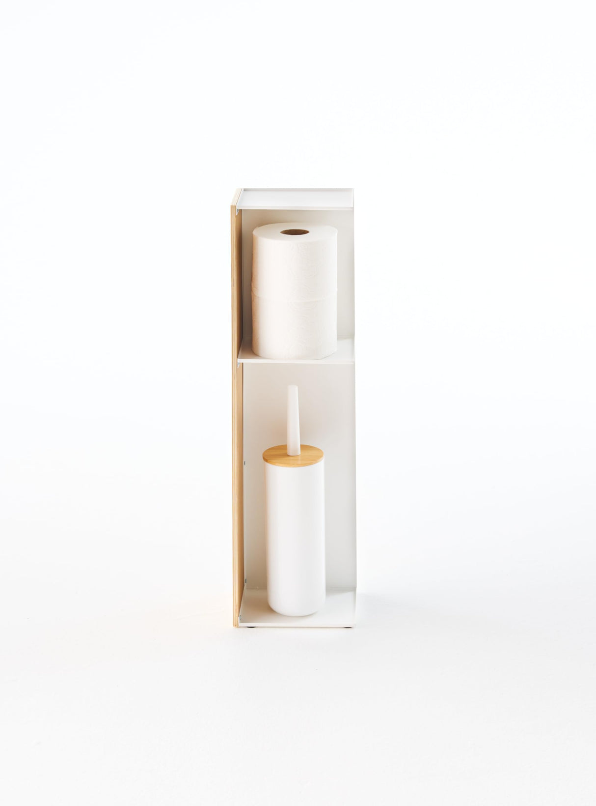 Yamazaki Home Supplies Organizer-Slim Bathroom Storage Shelves | Steel + Wood | Toilet Paper Stocker, One Size, Ash YAMAZAKI