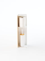 Yamazaki Home Supplies Organizer-Slim Bathroom Storage Shelves | Steel + Wood | Toilet Paper Stocker, One Size, Ash YAMAZAKI