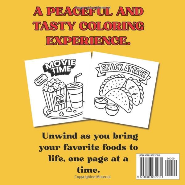 The Tasty Escape: A Relaxing Food Coloring Book: Each page brings food to life with playful titles and cozy designs. WoodArtSupply