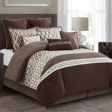 LANCO MODERN LIFESTYLE King Size Comforter Set, Brown, 10 Piece Bed in a Bag for All Seasons, Luxury Extreme Comfort Bedding Sets with Bedskirt, Pillow Shams, Euro Shams and Decor Pillows LANCO MODERN LIFESTYLE