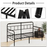 Goltriever Daybed-Metal-Twin-Bed-Frames - with Modern Headboard,Strong Mattress Foundation with Steel Slats Support,No Box Spring Needed,Black Goltriever