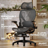 ELABEST X100 Ergonomic Mesh Office Chair with Footrest, Big and Tall Hone Desk Chair with 5D Flip-Up Arms, Adjustable 3D Lumbar Support,Gaming & Executive Computer Chairs ELABEST